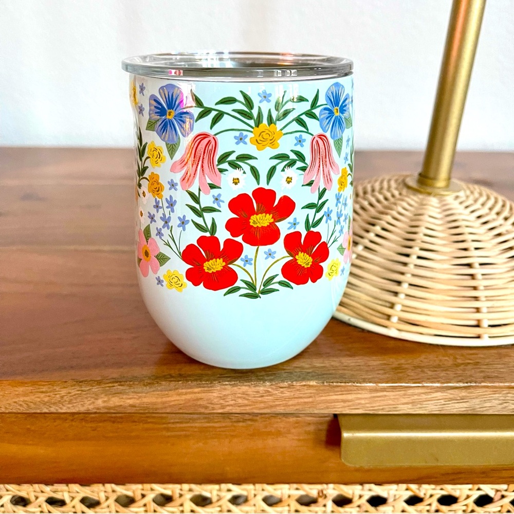 Corkcicle x Rifle Paper Co Bramble Floral Insulated Wine Tumbler Cup New